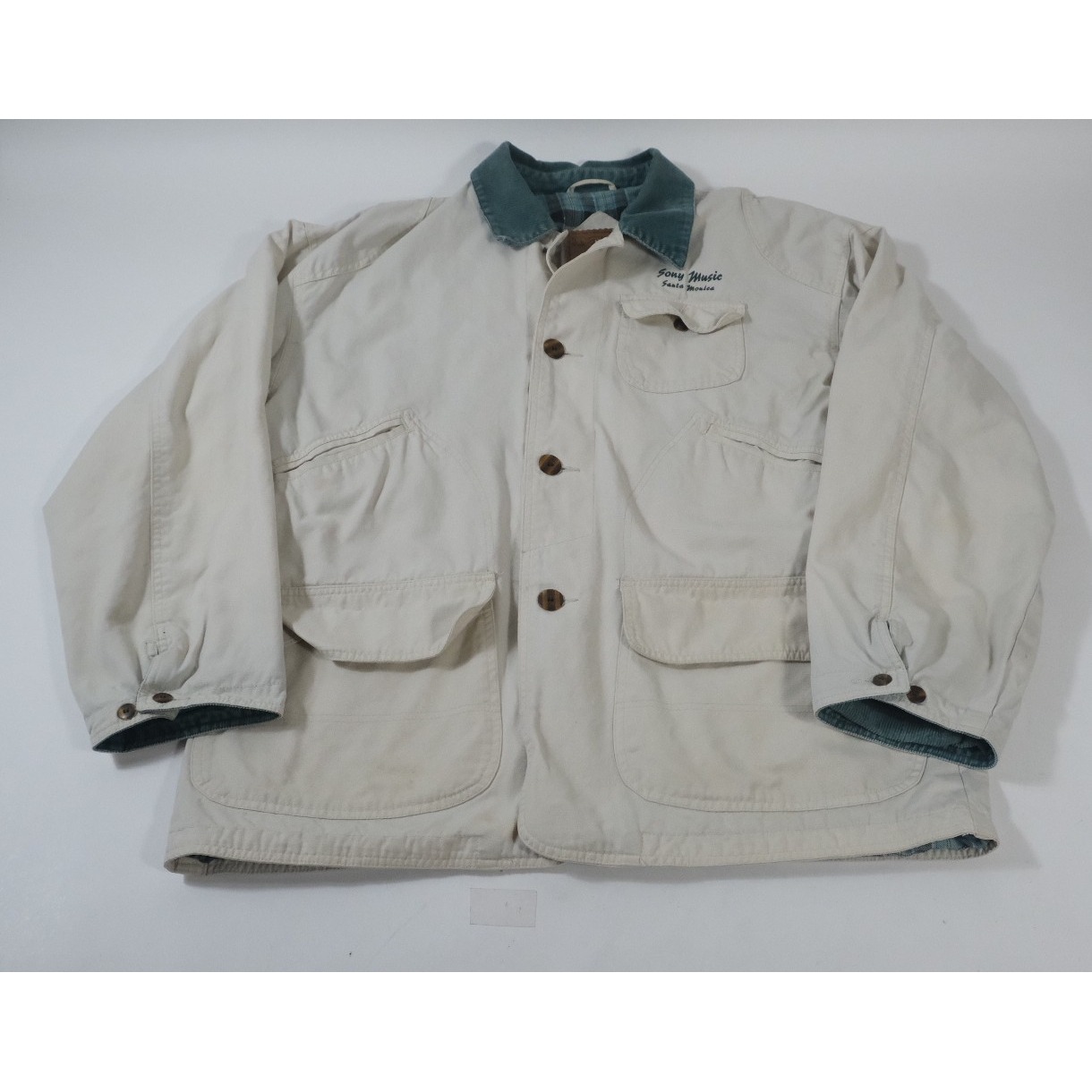Mv Sport Jacket Mens Medium Beige Sony Music Santa Monica Vintage 90s Barn Coat